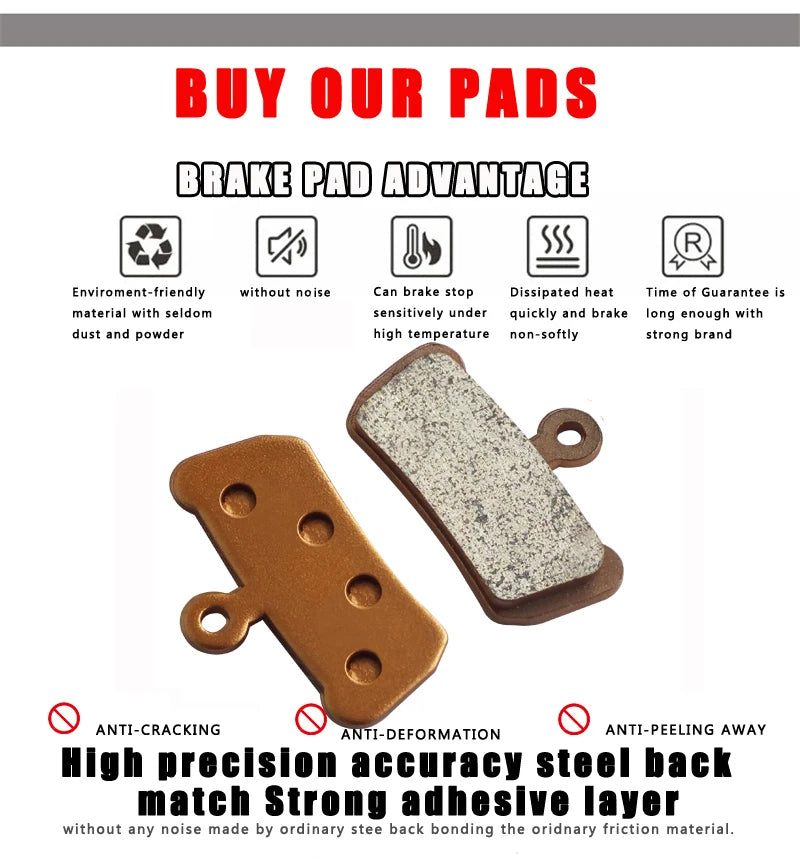 Bicycle Disc Brake Pads,For SRAM AVID,G2,Guide,Ultimate,RSC,RS,R,X0,E7,E9,XO,Elixir,Trail,4 Pistions,Sintered,