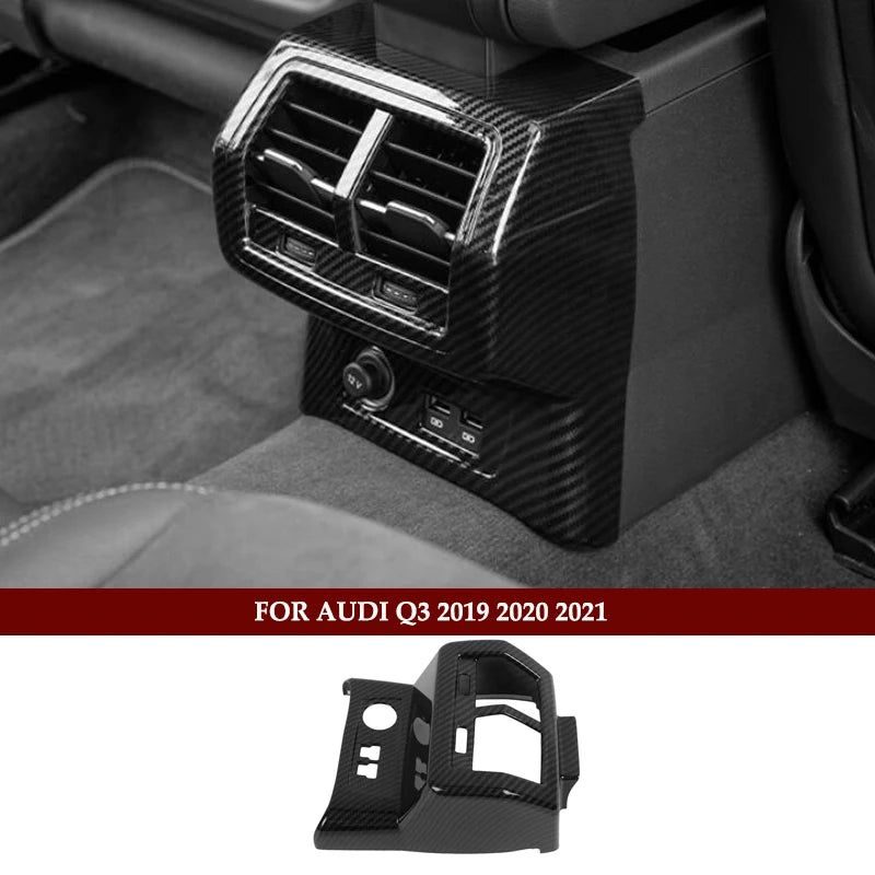 Car Styling Carbon fiber Multimedia Handrest Center Console Gear Shift Panel Cover Sticker For Audi Q3 2019 Interior Accessories