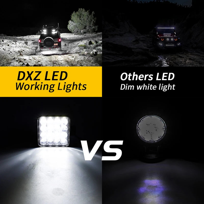 Car LED Work Light 48 W DC 12/ 24 Volts 6000K White Universal Truck Auto Bulbs motorcycle Auto Truck Off Road Accessories