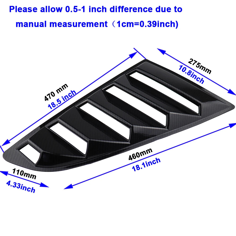 For Ford Mustang Rear Quarter Window Louvers Spoiler Scoops Car Tunning Panel Side Air Vent Cover 2015 2016 2017 2018 2019-2023