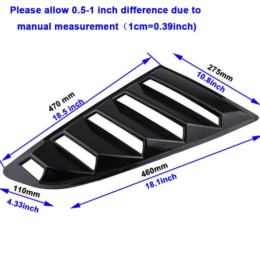 For Ford Mustang Rear Quarter Window Louvers Spoiler Scoops Car Tunning Panel Side Air Vent Cover 2015 2016 2017 2018 2019-2023