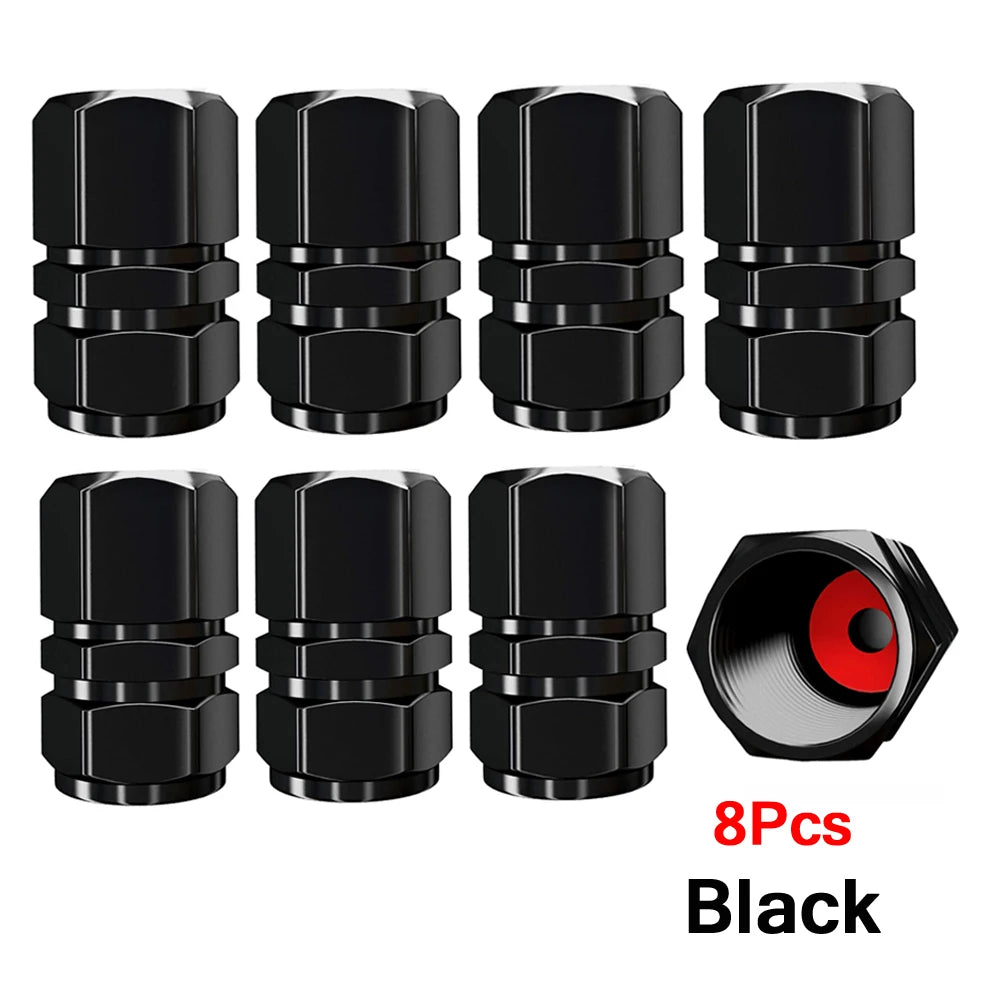 AUTCOAT Aluminum Alloy Car Wheel Tire Valve Caps Tyre Rim Stem Covers Car Dustproof Tire Cap For Cars Motorcycles Trucks Bikes