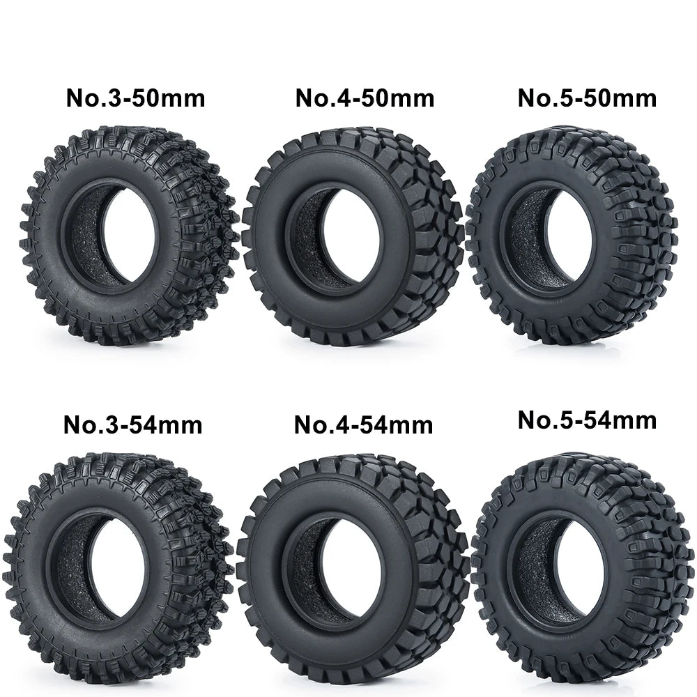AXSPEED 4PCS 1.0 Inch Soft Rubber Tyres 50/54mm for 1/24 Axial SCX24, 1/18 TRX4M RC Micro Crawler Car Wheels Tires