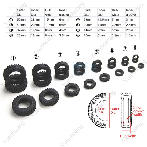10PCS Mini Tires Diameter 10/20/24/32/40/50mm Emulated Tyres Black Micro Wheel for RC Fishing Bait Boat/RC Simulation Boat Parts