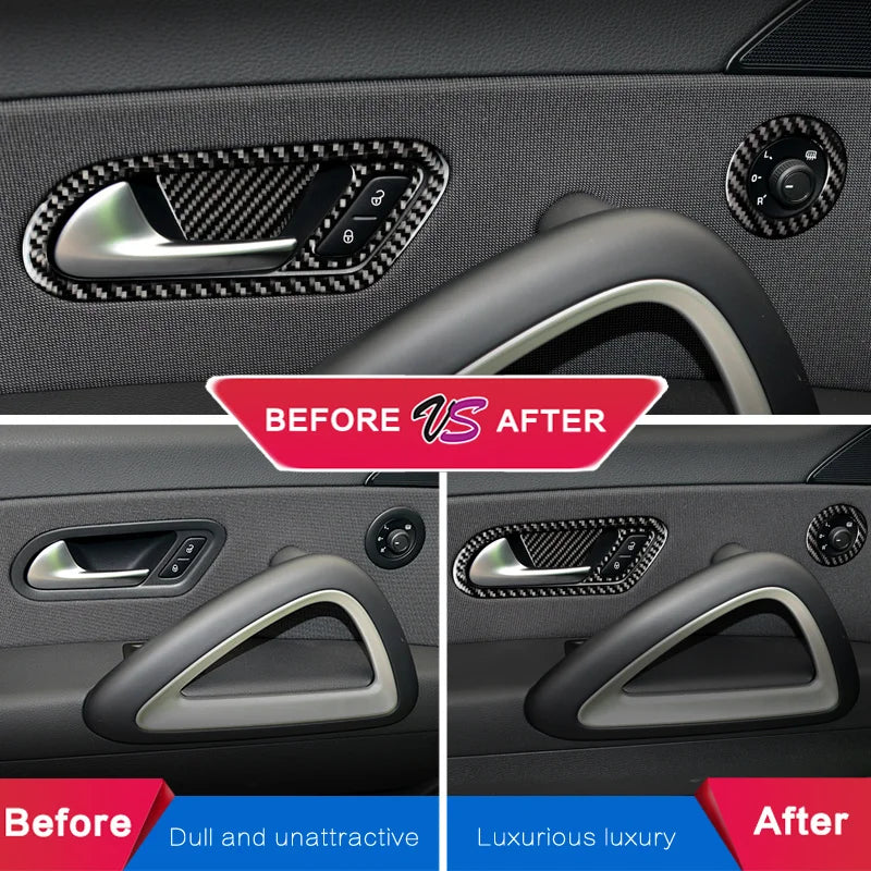 For VW scirocco R Accessories Carbon Fiber Internal Stickers Door Handle Rearview mirror knob 2009-2016 Car Styling