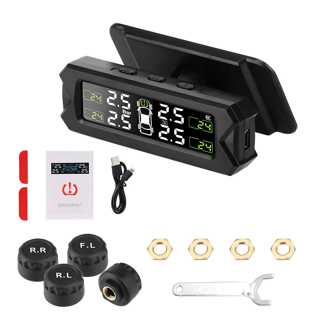 Solar TPMS Car Tire Pressure Monitoring System Sensors Tyre Tester Diagnostic Tools Rotating Holder Test Automotive Accessories