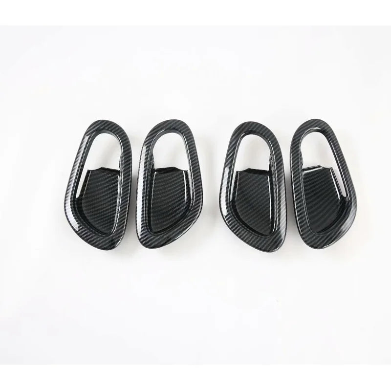 For Nissan Navara NP300 2015-2020 Accessory glossy black Carbon fibre pattern car side interior door bowl cover sticker trim