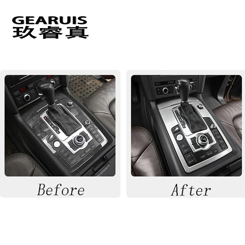 Car Styling Gears multimedia Water Cup Holder Gear Panel Decoration Covers Stickers Trim For Audi Q7 Interior Auto Accessories
