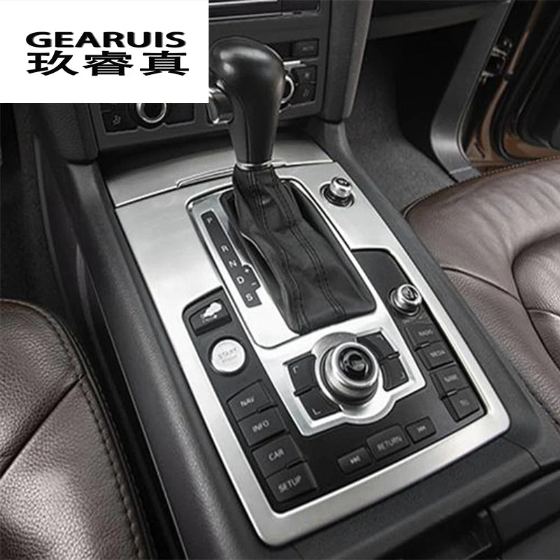 Car Styling Gears multimedia Water Cup Holder Gear Panel Decoration Covers Stickers Trim For Audi Q7 Interior Auto Accessories