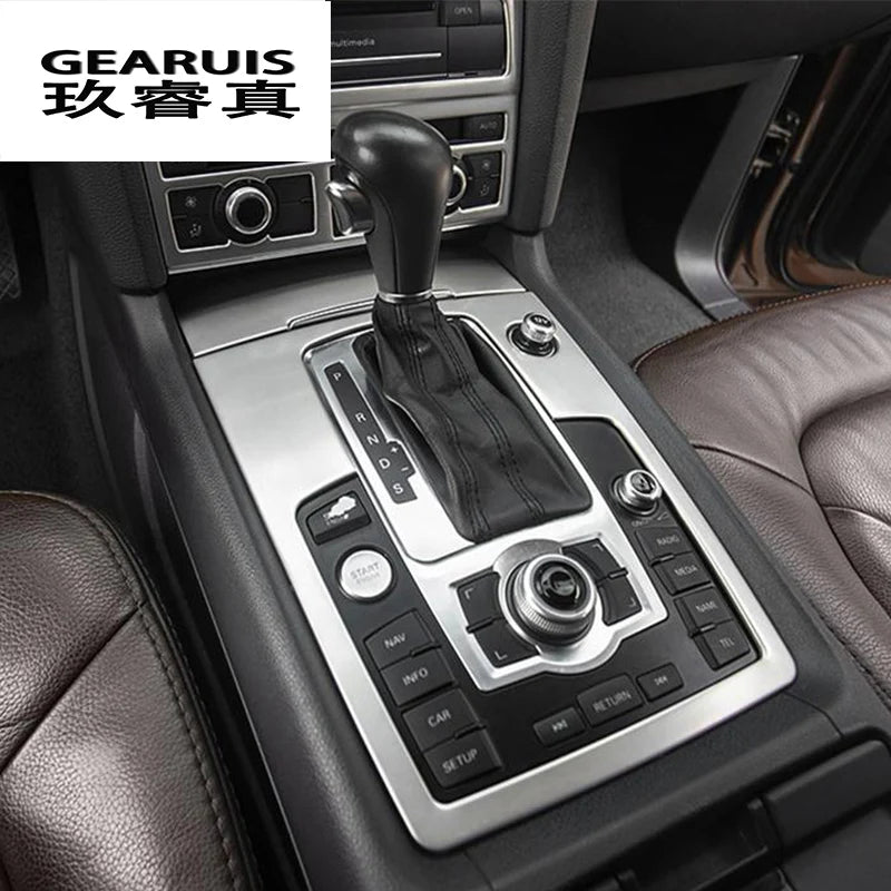 Car Styling Gears multimedia Water Cup Holder Gear Panel Decoration Covers Stickers Trim For Audi Q7 Interior Auto Accessories