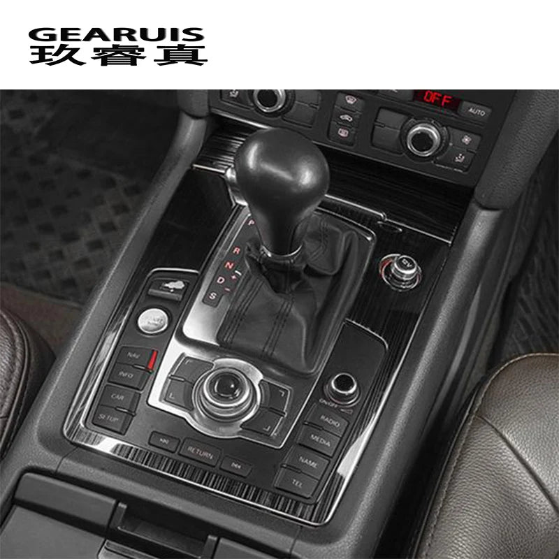 Car Styling Gears multimedia Water Cup Holder Gear Panel Decoration Covers Stickers Trim For Audi Q7 Interior Auto Accessories