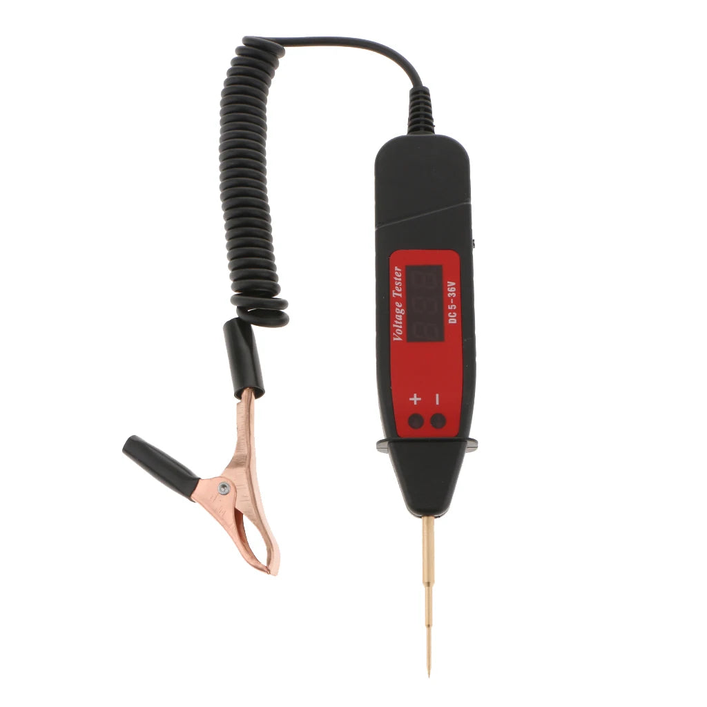 Probador de circuito eléctrico automotriz de 5-36 V, probador de voltaje eléctrico digital para automóvil, pluma de prueba, detector de sonda, probador de voltaje para automóvil