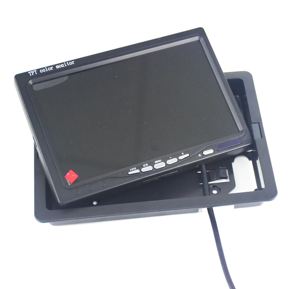 7 Inch Color TFT LCD DC 12V Car Monitor Rear View Headrest Display With 2 Channels Video Input For DVD VCD Reversing Camera