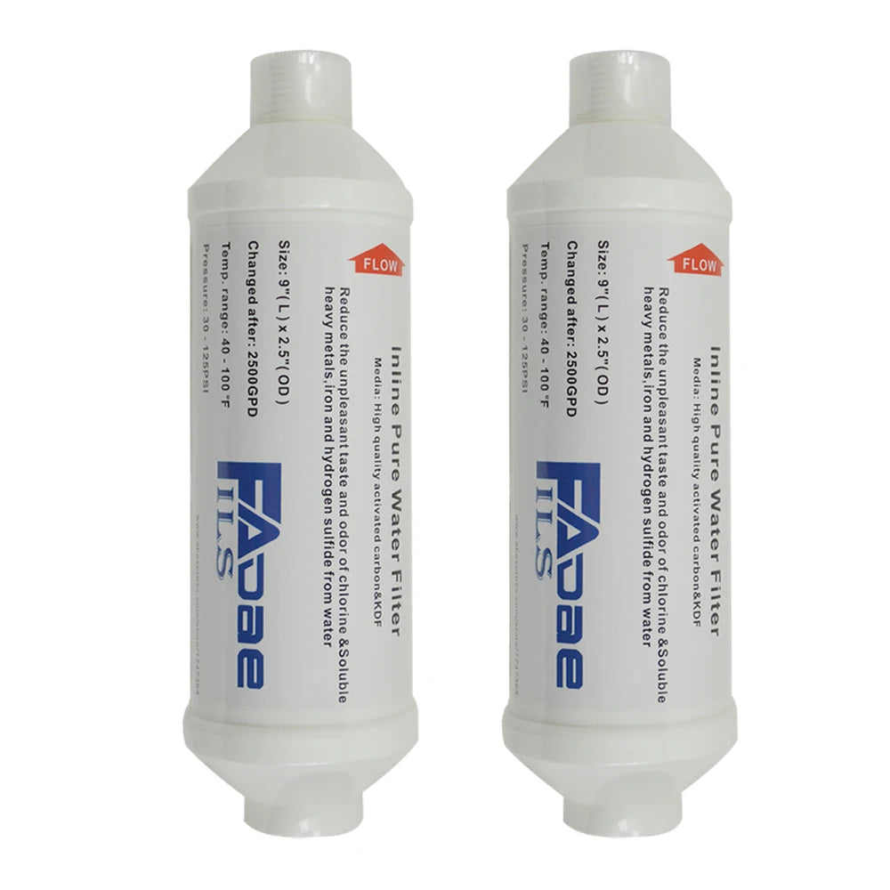 RV & Marine Inline Water Filter for Boats, RVs, Campers, Gardening, Planting, Trailer or Motor Home KDF Filter, Pack of 2