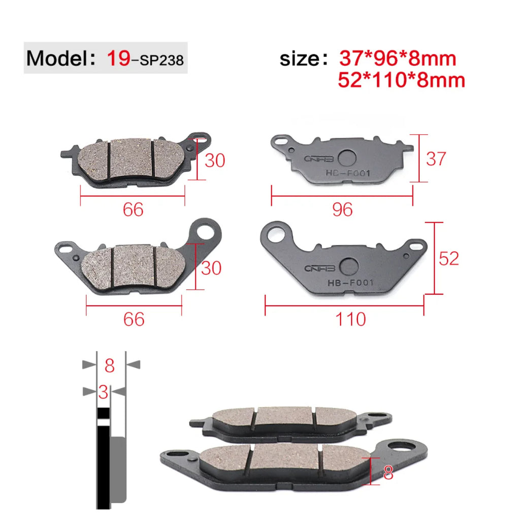 Motorcycle Brakes Front Rear Disc Brake Pads Shoes for 50cc 125cc 150cc 250cc CBR CRF CTCT CBX Scooter Moped
