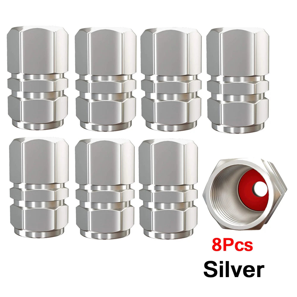 AUTCOAT Aluminum Alloy Car Wheel Tire Valve Caps Tyre Rim Stem Covers Car Dustproof Tire Cap For Cars Motorcycles Trucks Bikes