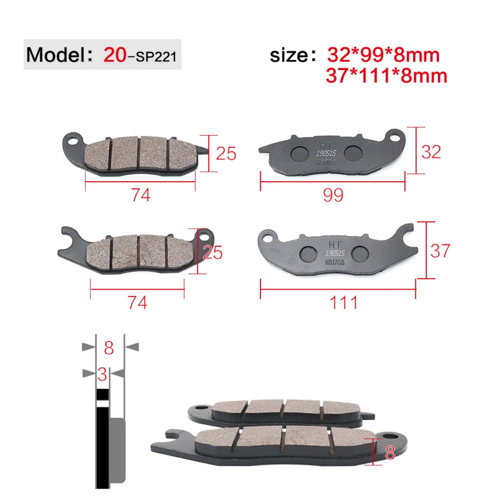 Motorcycle Brakes Front Rear Disc Brake Pads Shoes for 50cc 125cc 150cc 250cc CBR CRF CTCT CBX Scooter Moped