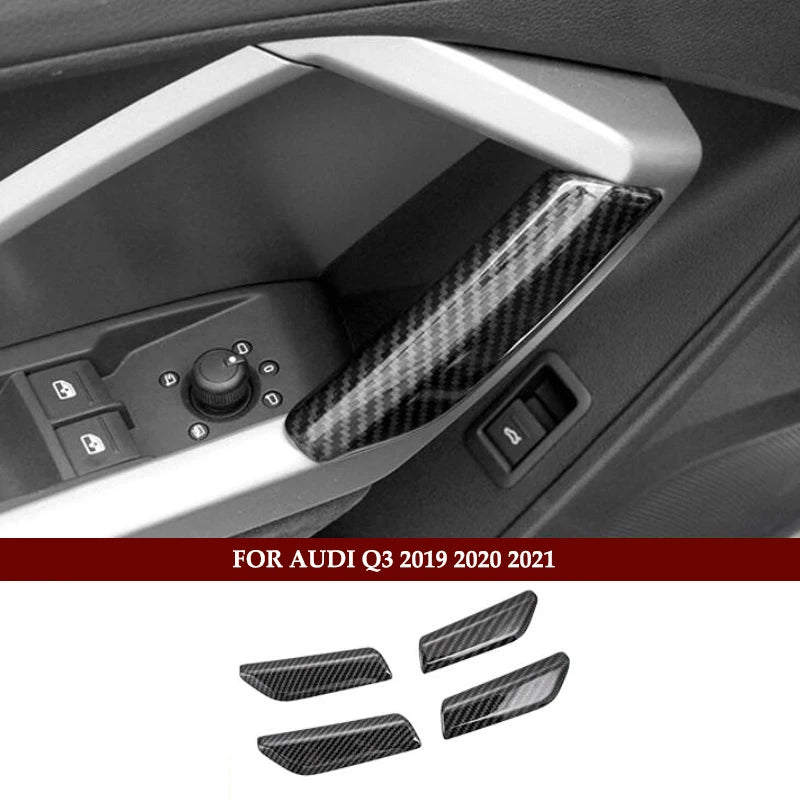 Car Styling Carbon fiber Multimedia Handrest Center Console Gear Shift Panel Cover Sticker For Audi Q3 2019 Interior Accessories