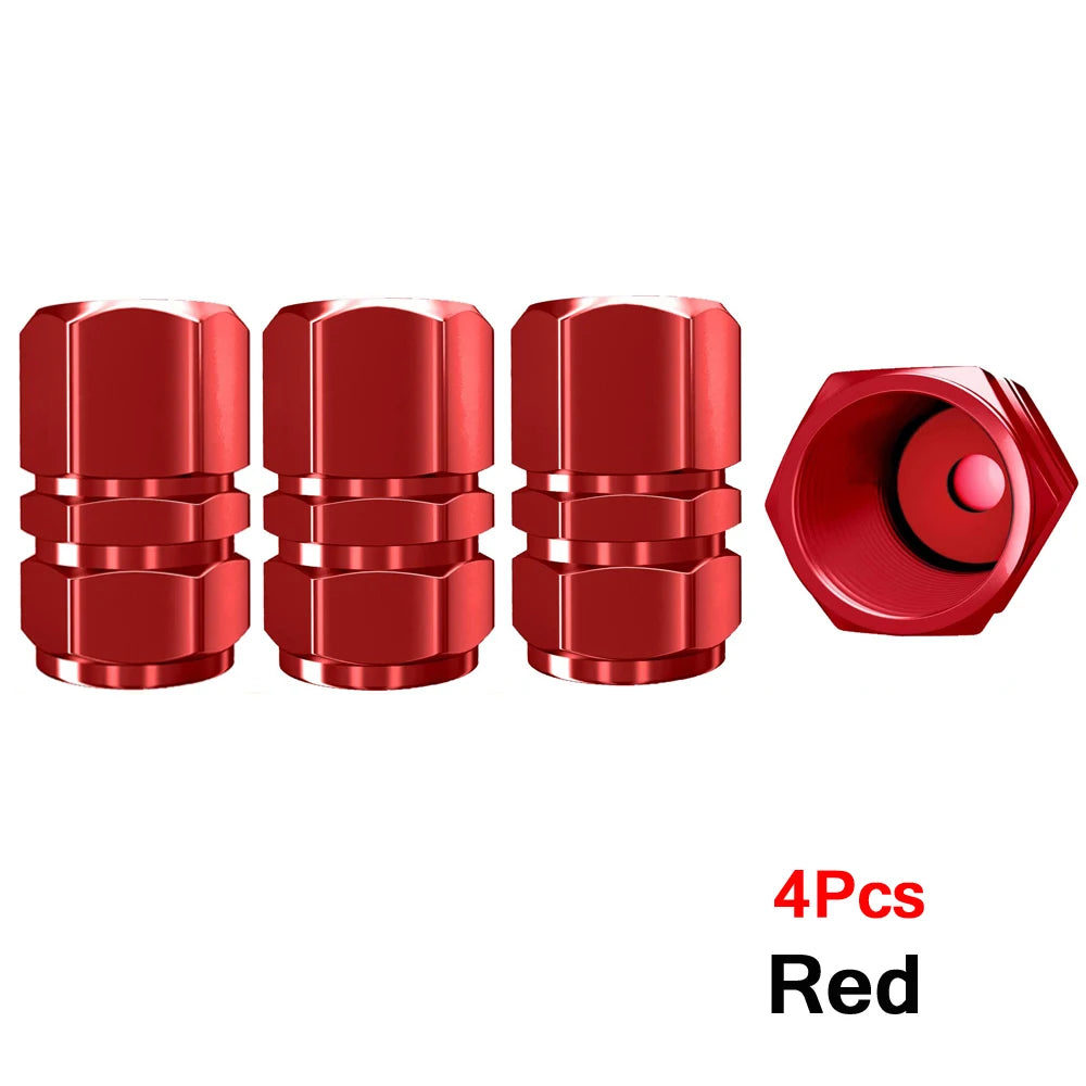 AUTCOAT Aluminum Alloy Car Wheel Tire Valve Caps Tyre Rim Stem Covers Car Dustproof Tire Cap For Cars Motorcycles Trucks Bikes