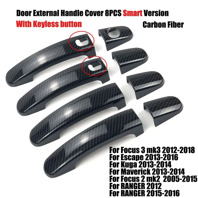 Accesorios de estilo de coche, cubierta decorativa para manija de puerta exterior de Ford Focus 2, 3, 4, MK2, MK3, MK4, Kuga, Escape, Maverick y Ranger.