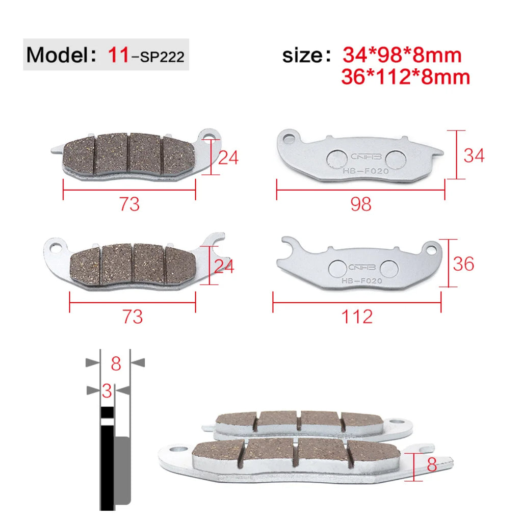 Motorcycle Brakes Front Rear Disc Brake Pads Shoes for 50cc 125cc 150cc 250cc CBR CRF CTCT CBX Scooter Moped