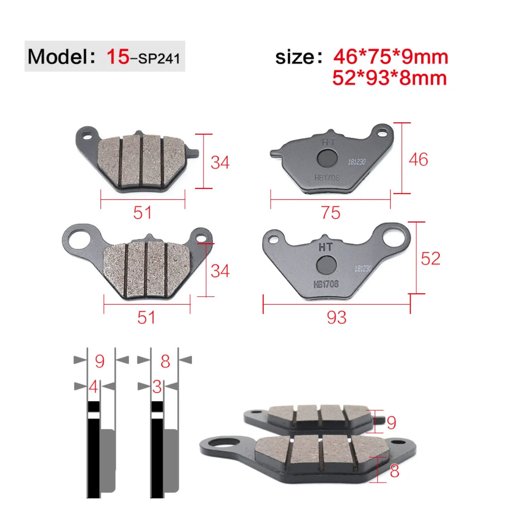 Motorcycle Brakes Front Rear Disc Brake Pads Shoes for 50cc 125cc 150cc 250cc CBR CRF CTCT CBX Scooter Moped