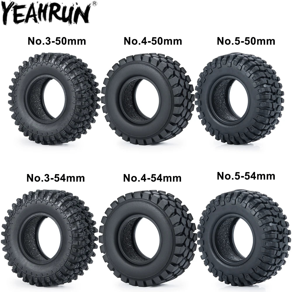 YEAHRUN 4PCS 1.0" Soft Rubber Tyres for 1/24 Axial SCX24, 1/18 TRX4M RC Micro Crawler Car Wheels Tires Parts