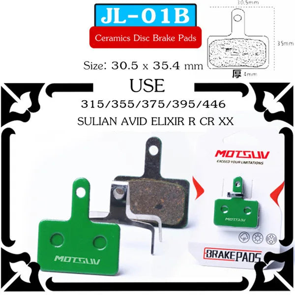 MOTSUV 4 Pairs Bicycle Ceramics Disc Brake Pads for MTB Hydraulic Disc Brake SHIMAN0 SRAM AVID HAYES Magura Formula Bicycle Pads