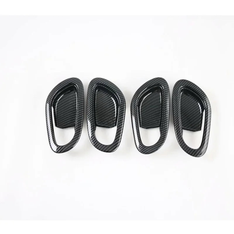 For Nissan Navara NP300 2015-2020 Accessory glossy black Carbon fibre pattern car side interior door bowl cover sticker trim