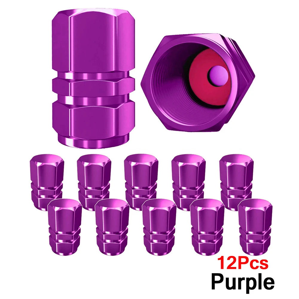 AUTCOAT Aluminum Alloy Car Wheel Tire Valve Caps Tyre Rim Stem Covers Car Dustproof Tire Cap For Cars Motorcycles Trucks Bikes
