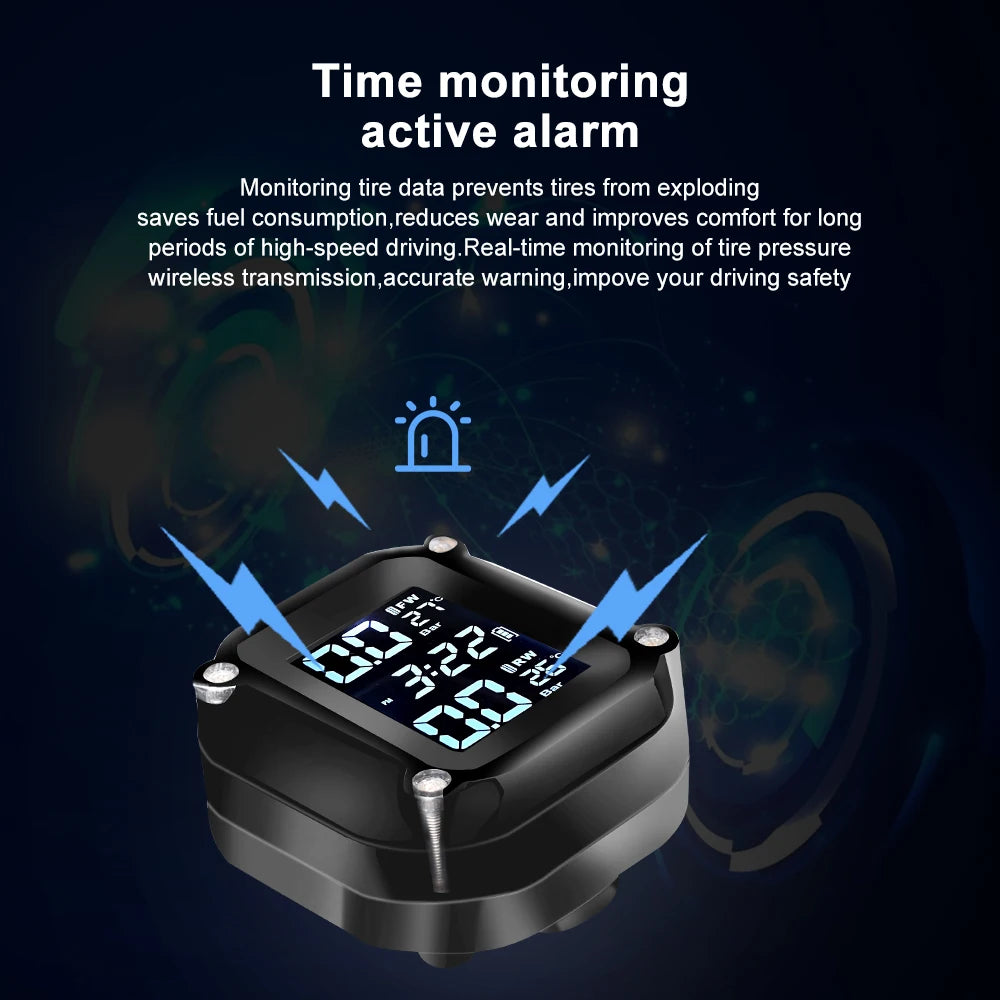 TPMS Motorcycle Tire Pressure Sensors Motor TMPS Tire Pressure Monitoring System 2 Wheel Tyre External Sensor for Motorbike
