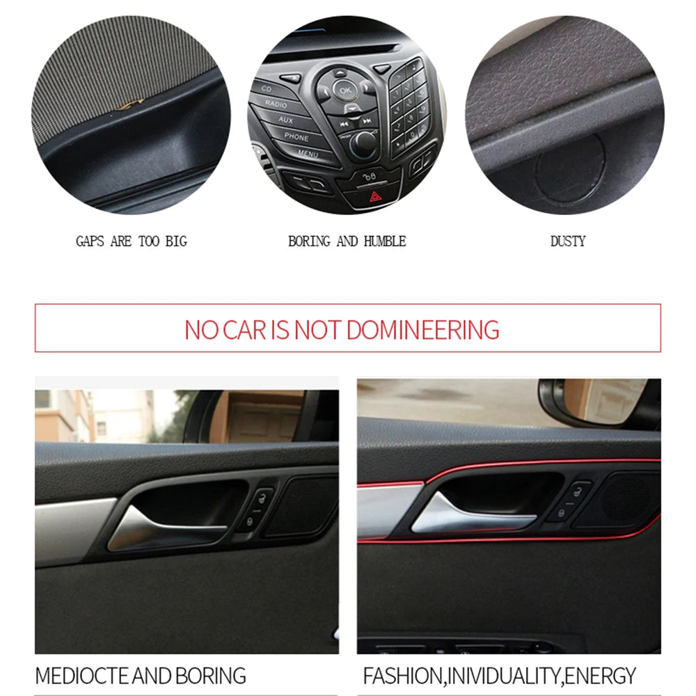 5M Car Styling Accessories Interior Decoration Flexible Strip Dashboard Door Edge Central Control Dashboard Gap Bar For MG VW