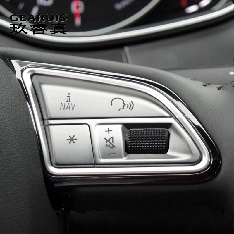 Car styling Atuo steering wheel switch buttons Trim Frame Covers stickers for Audi A6 A7 C7 S6 S7 RS6 RS7 Interior Accessories