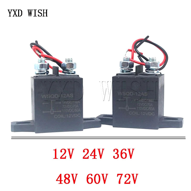 Relé automotriz de 12 V, 24 V, 36 V, 48 V y 60 V para vehículos eléctricos de nueva energía, relé de CC de alto voltaje para automóvil, potencia de larga duración, contactor de 150 A y 110 V.