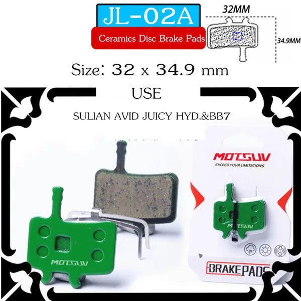 MOTSUV 4 Pairs Bicycle Ceramics Disc Brake Pads for MTB Hydraulic Disc Brake SHIMAN0 SRAM AVID HAYES Magura Formula Bicycle Pads