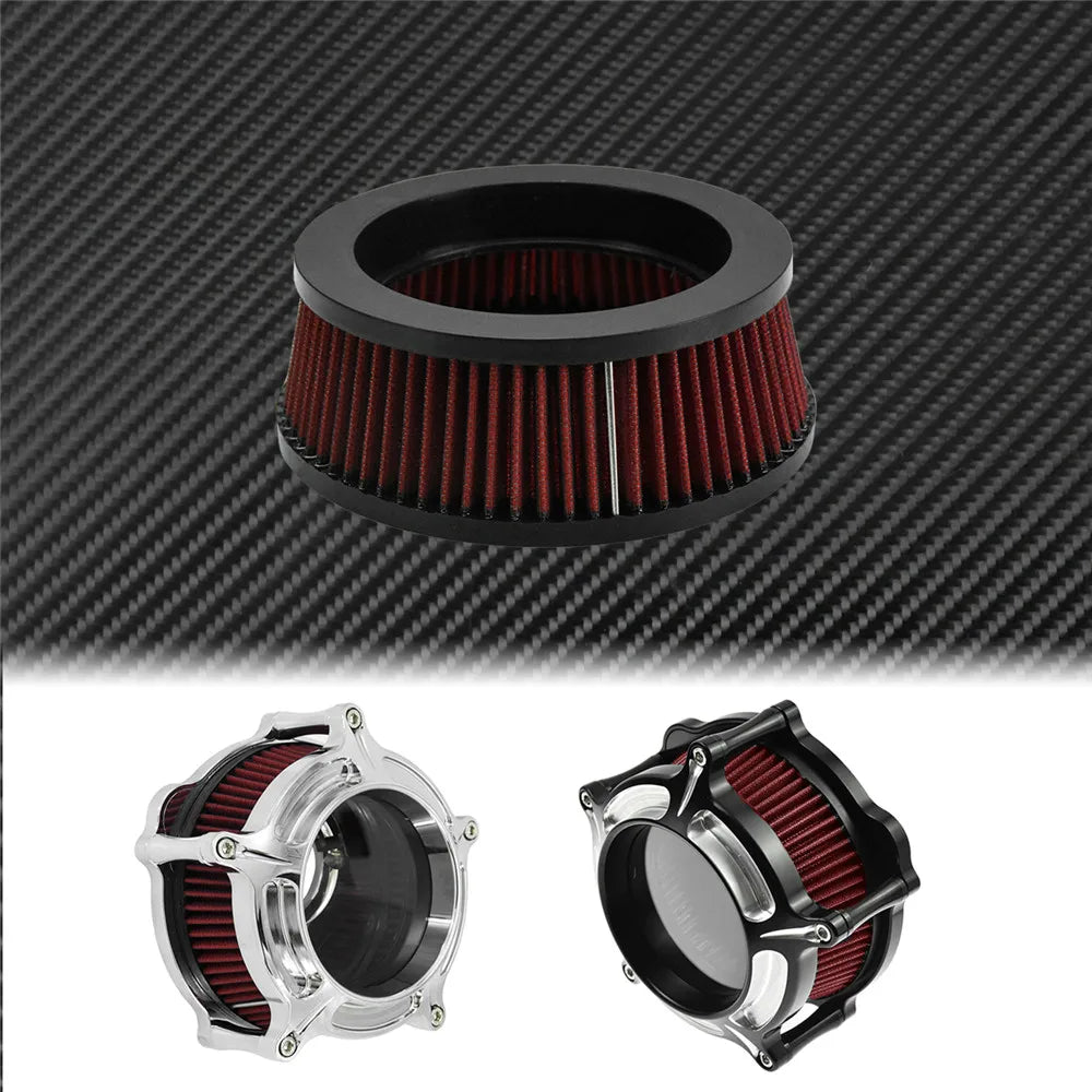 Motorcycle Air Filter Cleaner System Inner Element Replacement Grey/Red/Blue For Harley Touring Dyna Softail Sportster 883 1200