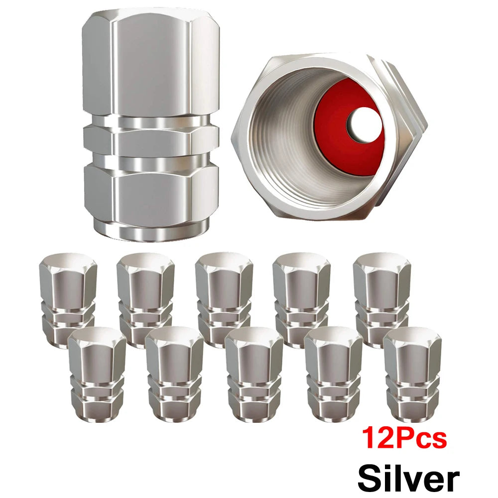 AUTCOAT Aluminum Alloy Car Wheel Tire Valve Caps Tyre Rim Stem Covers Car Dustproof Tire Cap For Cars Motorcycles Trucks Bikes
