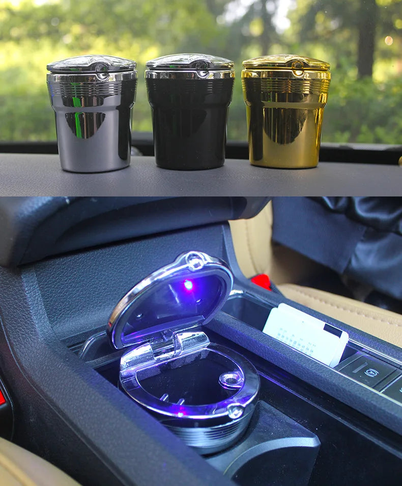 Car Ashtray Universal Car Accessories Interior With Led Lights Cover Creative Personality Covered Inside Multi-Function Supplies