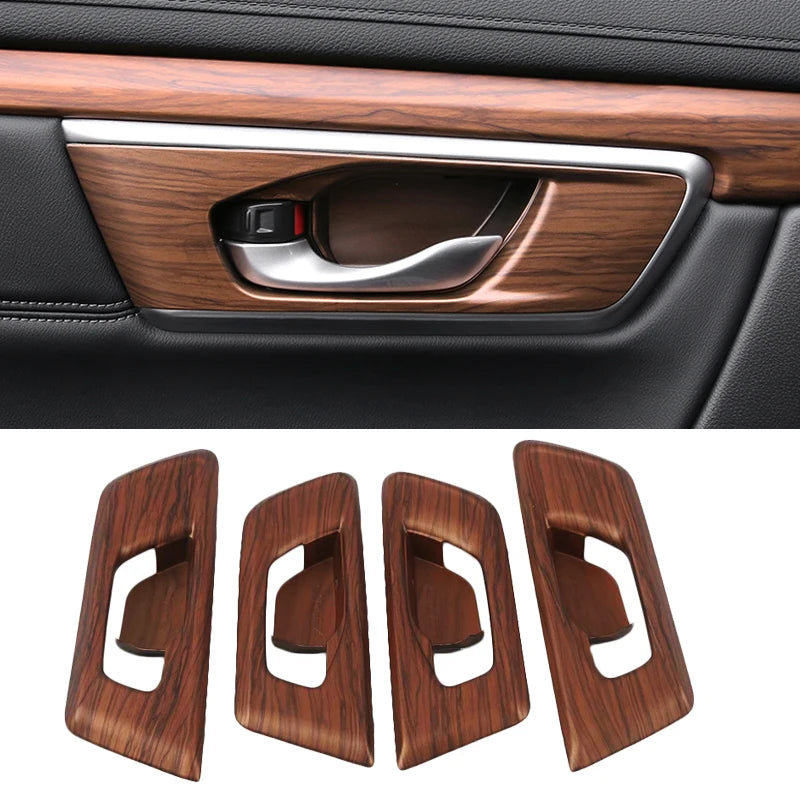 Car Interior Peach Wood Grain Inner Door Handle Decoration Frame Car Styling For Honda CRV CR-V 2017 2018 2019 2020 Accessories