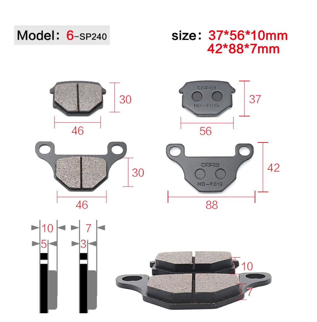 Motorcycle Brakes Front Rear Disc Brake Pads Shoes for 50cc 125cc 150cc 250cc CBR CRF CTCT CBX Scooter Moped