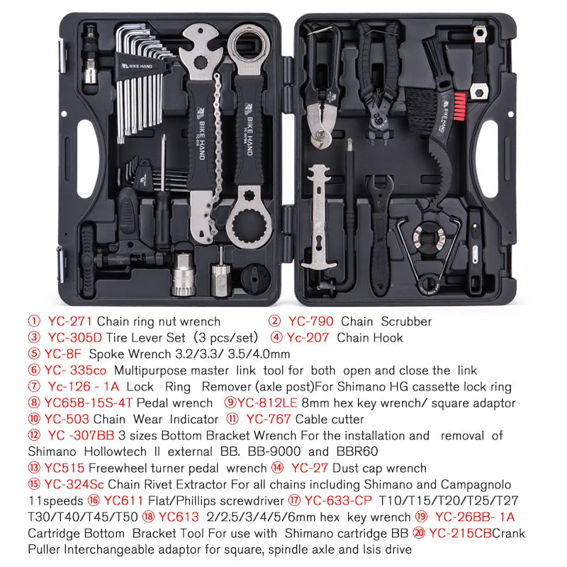 BikeHand Bicycle Repair Tools Bike Multitool Kit Set for MTB Road Bikes Home Maintenance Repair Set Tire Lever Chain BB Tools
