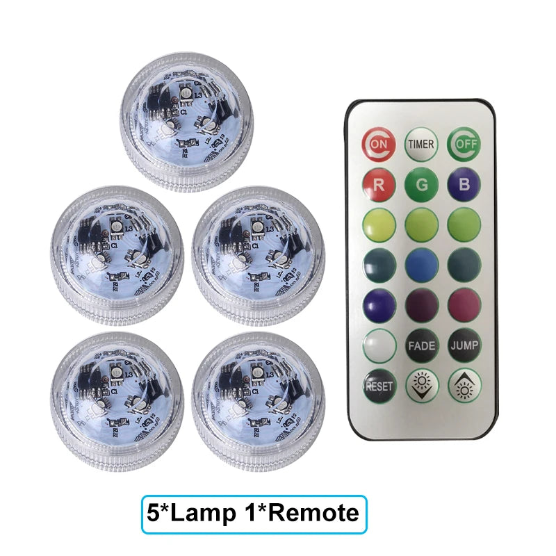 LED Car Interior Ambient Night Light Decoration Wireless Adhesive Bicycle Tail Light Auto Roof Vase Pool  Atmosphere Lamp