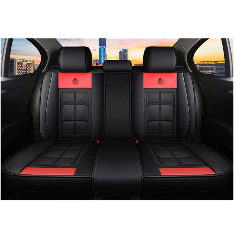 1pc Car Front Seat Cover, Rear Seat Cover All Inclusive Premium PU Leather Mat with Soft Cushion Full Package Protector Cover