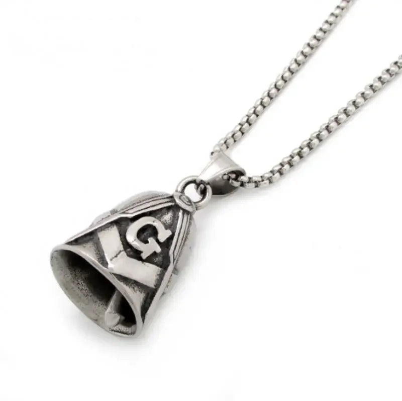 Retro Punk Domineering Skull Bell Pendant Necklace Suitable for Men Cycling Motorcycle Accessories Gift