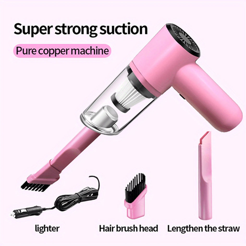 Pink Car Vacuum Cleaner 38000Pa Super Suction Super High Power Wet And Dry Cleaning Cat Hair Pet Hair Portable Mini-handheld