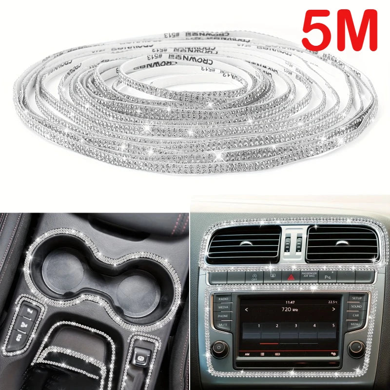 Rhinestone Bling Car Trim Stickers, Self-Adhesive Interior Mouldings, Car Interior Accessories