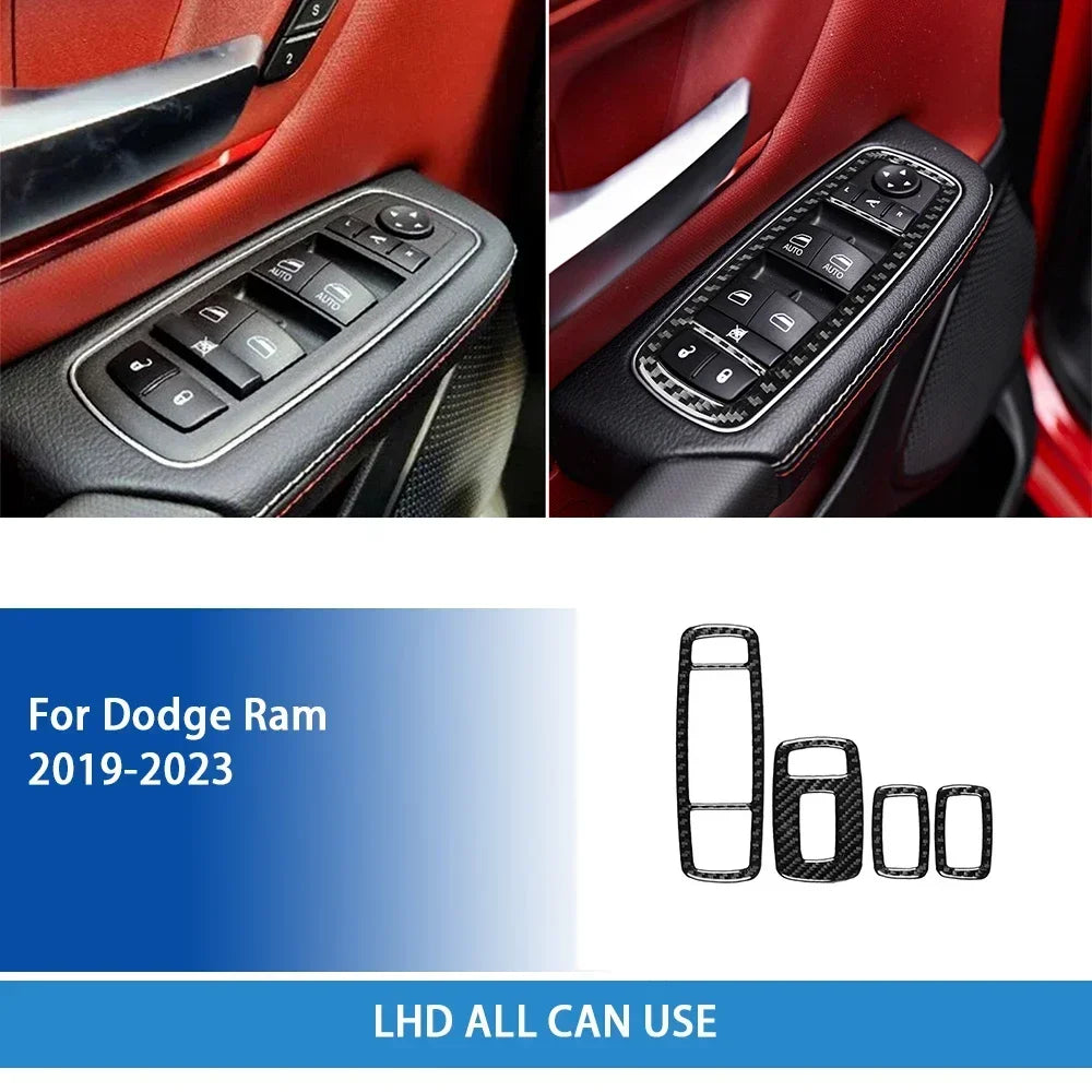 For Dodge Ram 2019 2020 2021 2022 2023 Accessories Carbon Fiber Car Interior Grar Handle Air Outlet Trim Sticker Decoration