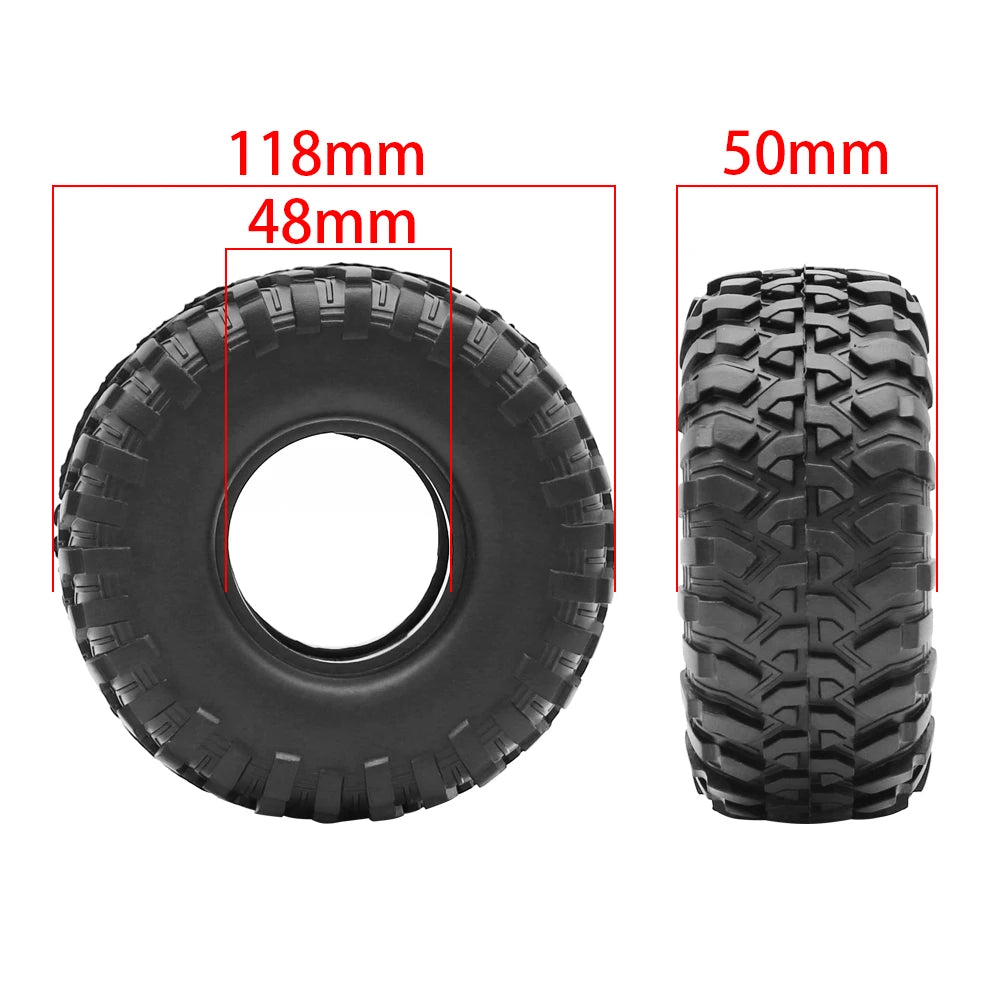 Rubber 1.9Inch Rubber Rocks Tyres/Wheel Tires 118*50MM for 1:10 RC Crawler Car Axial SCX10 III  AXI03006 TRX4 Yk4102