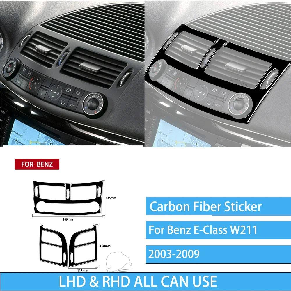 For Mercedes W211 E Class Accessories Interior 2003-2009 Co-pilot Storage  Speedometer Headlight Dashboard Stickers Piano Black