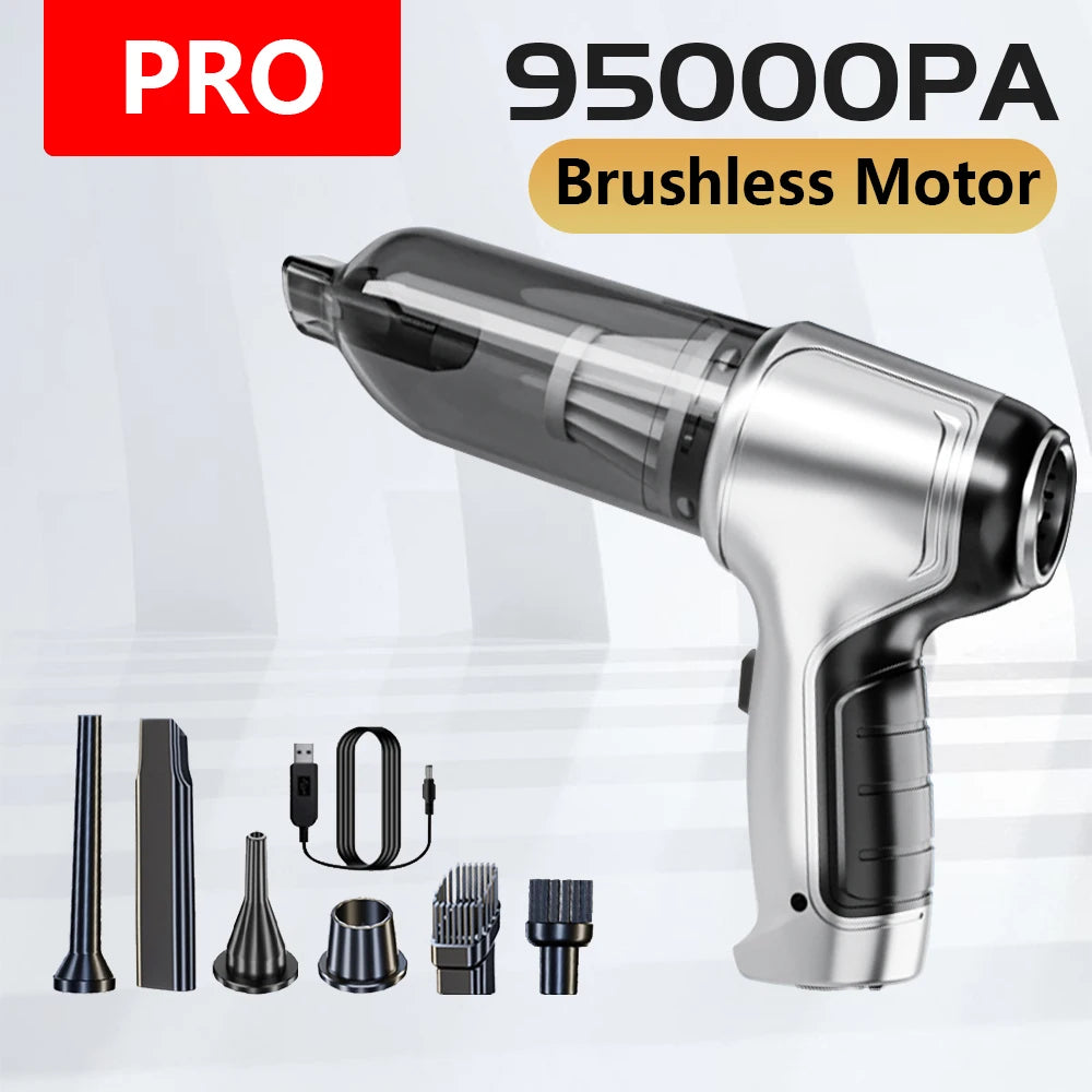 95000PA Car Vacuum Cleaner Powerful Cleaning Machine Car Accessories Home Auto Robot Wireless Cleaner Appliance Strong Suction